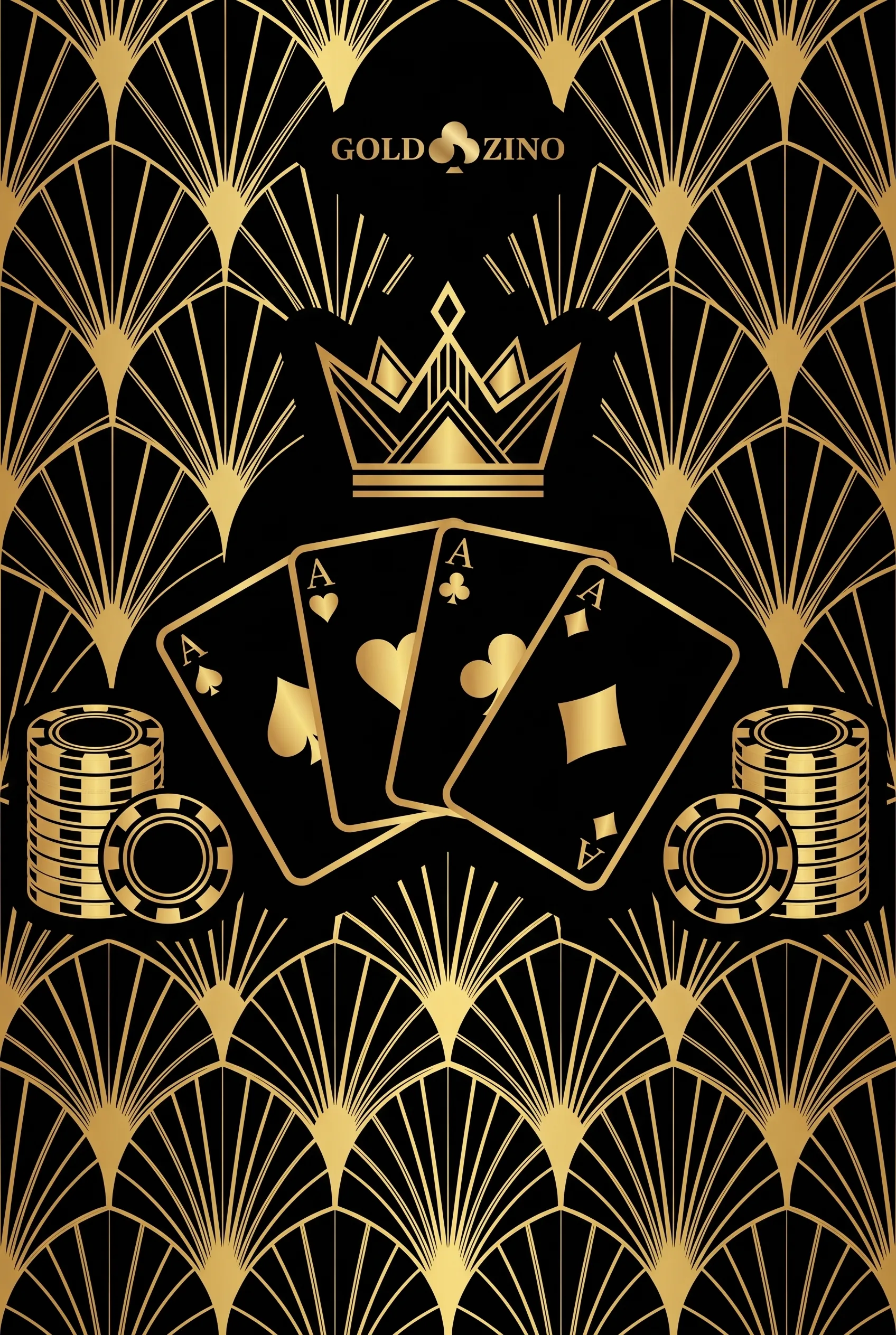 GoldZino Live-Casino als goldene Art-déco-Illustration